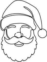Minimalist line drawing of Santa Claus for holiday cards and decorations