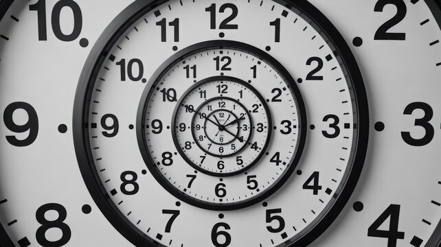 Infinite Time Spiral: Abstract Clock Faces Concept