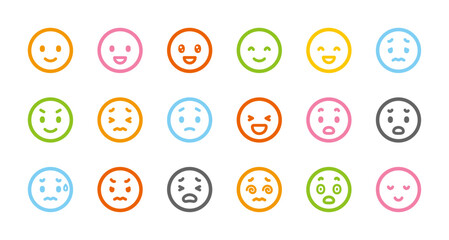 感情やリアクションを表すポップな絵文字アイコンセット