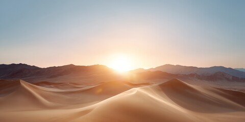 Fototapeta premium Desert landscape with a sun in the sky