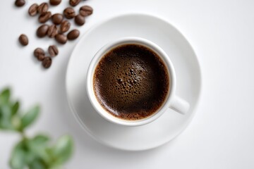 Fototapeta premium White coffee cup with a brown liquid in it