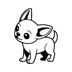 Cute and playful cartoon chihuahua standing on all fours in a cheerful pose ready for fun