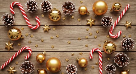 christmas decoration on wooden background