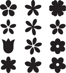Floral Vector Collection Diverse Black Silhouette Flower Icons