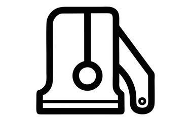 Minimalist Black and White Line Art Icon of a Manual Desk Pencil Sharpener for Office and School Supplies Illustration