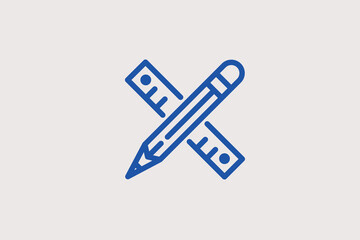pencil and ruler illustration in line style design. Vector illustration.	