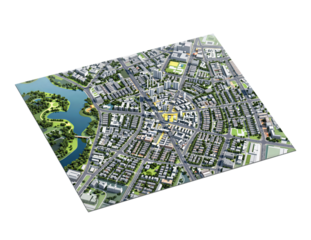 Urban City Map Layout 3D Illustration