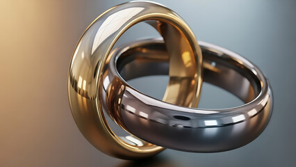 Intertwined gold and silver wedding bands symbolizing union and commitment