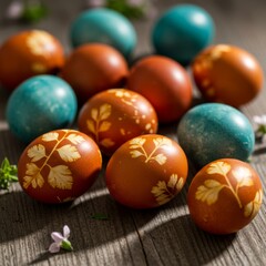 Rustic Easter Eggs with Herbal Dye Patterns