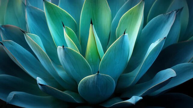 Beautiful blue-green succulent plant details captured in nature at dusk showcasing intricate leaf structures and vivid colors