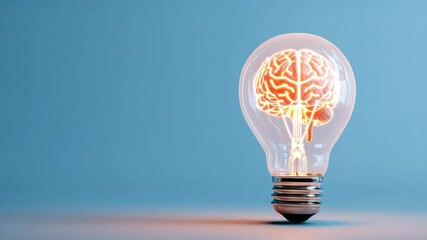 Light bulb shaped like a brain symbolizes creativity and innovation in the world of ideas and technology
