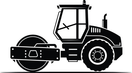 Naklejka premium Road roller silhouette isolated on white background