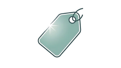 Simple green price tag with string and highlight on white background