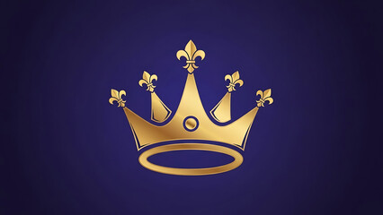 Elegant golden crown with fleur de lis on a deep blue background