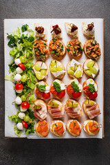 Savor a stunning display of vibrant appetizers featuring fresh ingredients and enticing flavors