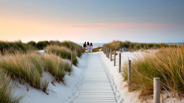 Path leading to the beach path offers direct route to tranquil beach ideal for strolls and enjoying seaside views