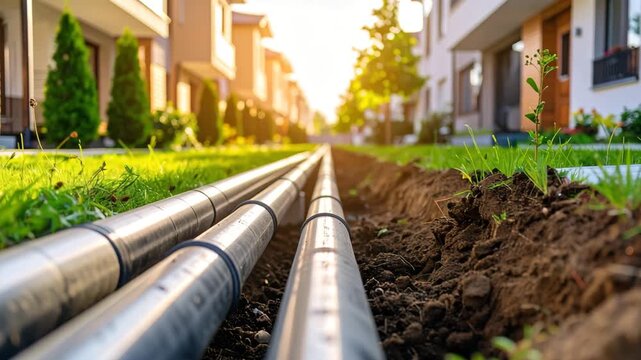 Row of pipes sequential alignment of cylindrical pipes often found in industrial or utility settings
