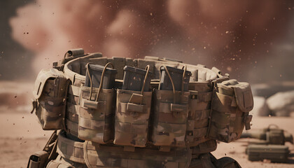 Tactical load bearing kit with ammo pouches, tough gear for military operations