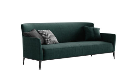 Fototapeta premium Modern textile sofa on an isolated background. Furniture for the interior collages and presentations. 