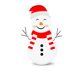Christmas cute snowman on white