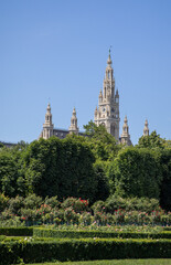 Vienna. View of Rathausplatz from the Volksgarten.
