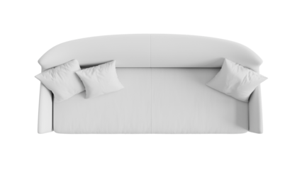 Modern white sofa with pillows on an isolated background. Furniture for the interior collages and presentations.
