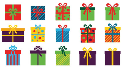 Colorful gift boxes with ribbons and bows for holidays and celebrations