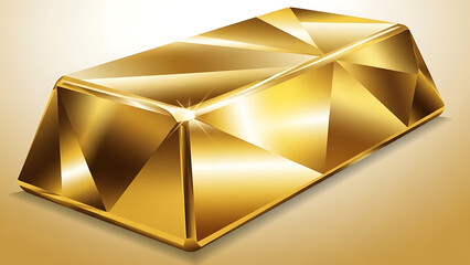 Shiny gold bar illustration with geometric facets and warm background gradient