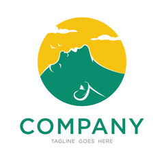 Mountain girl face logo vector illustration
