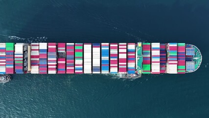 cargo container ship working. Ship carry container. Container bulk Cargo Ship Large vessel running to yard port concept freight shipping ship. forwarder mast. import export. trasportation logistics - Powered by Adobe