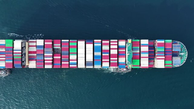 cargo container ship working. Ship carry container. Container bulk Cargo Ship Large vessel running to yard port concept freight shipping ship. forwarder mast. import export. trasportation logistics	