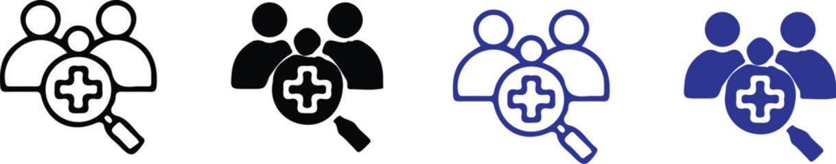 four early intervention bule black icon set vector design art