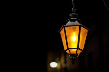 Vintage Street Lantern Illuminating Dark Night