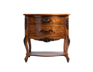 Antique wooden drawer table isolated object for classic interior home decor design