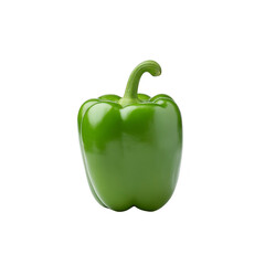 Green bell pepper fresh vegetable isolated on transparency background glossy surface healthy food raw ingredient vibrant color natural produce clean eating kitchen staple