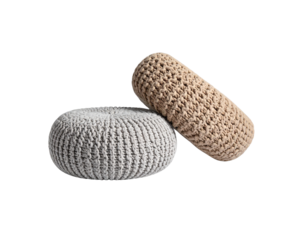 Two grey and brown throw pillows