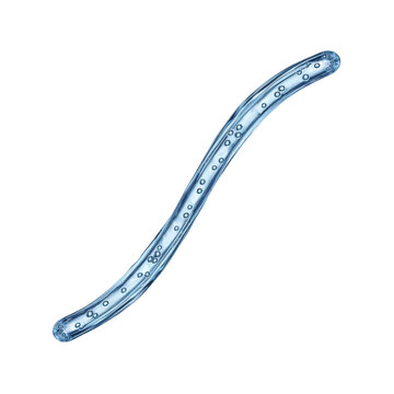 Transparent glass tube with bubbles, curved in S shape, isolated on transparency background, reflecting light, clean and modern, suitable for science or laboratory concepts