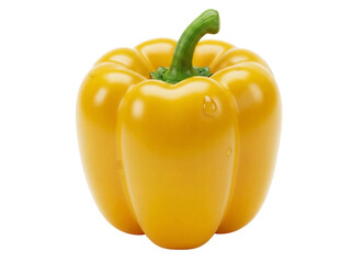 Vibrant yellow bell pepper isolated PNG, fresh vegetable on transparent background for healthy eating and cooking concepts