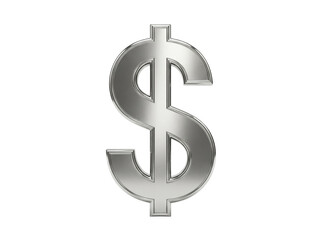 Obraz premium Silver dollar sign PNG isolated on transparent background, currency symbol for finance, investment and business concepts