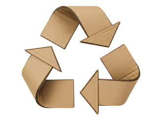 Cardboard recycling symbol PNG isolated on transparent background, eco-friendly material for sustainable packaging and environmental awareness