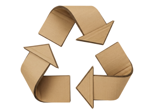 Cardboard recycling symbol PNG isolated on transparent background, eco-friendly material for sustainable packaging and environmental awareness