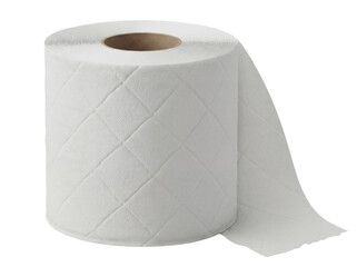 Soft white toilet paper roll isolated PNG, quilted texture bathroom tissue for hygiene and household use on transparent background