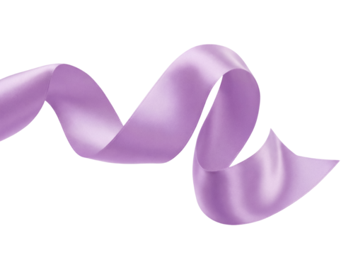 Wavy light purple ribbon isolated PNG on transparent background, decorative element for gift wrapping and festive designs