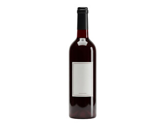Naklejka premium Red wine bottle isolated PNG on transparent background, dark glass bottle with blank label for branding and product presentation