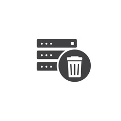 vector flat icon design of server data dumped or trash data.