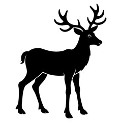 Silhouette of Reindeer on white background