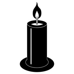 Silhouette of Single Candle on white background