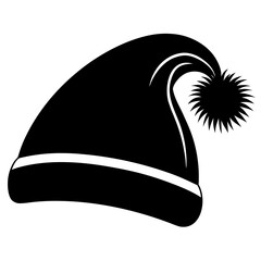 Silhouette of Santa hat on white background