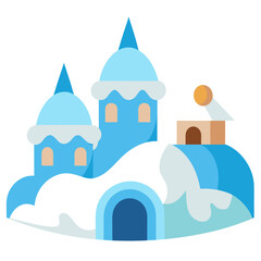 Vector of Cartoon Snow Village on white background