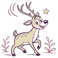 Vector of  Cartoon Reindeer on white background